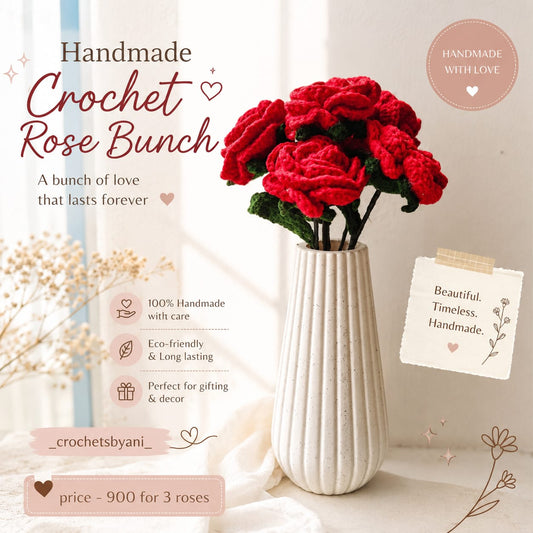 Handmade Crochet Rose Bunch