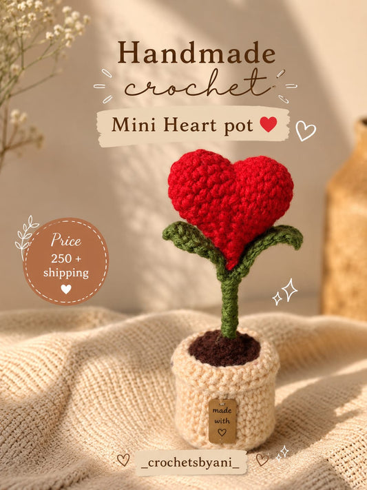 Crochet Mini heart pot