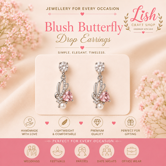 Blush Butterfly Drop Earrings